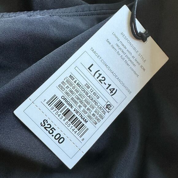 NWT Shade & Shore Black Low Rise Swim Skirt built in liner  - Size Large 12/14 - Picture 8 of 9